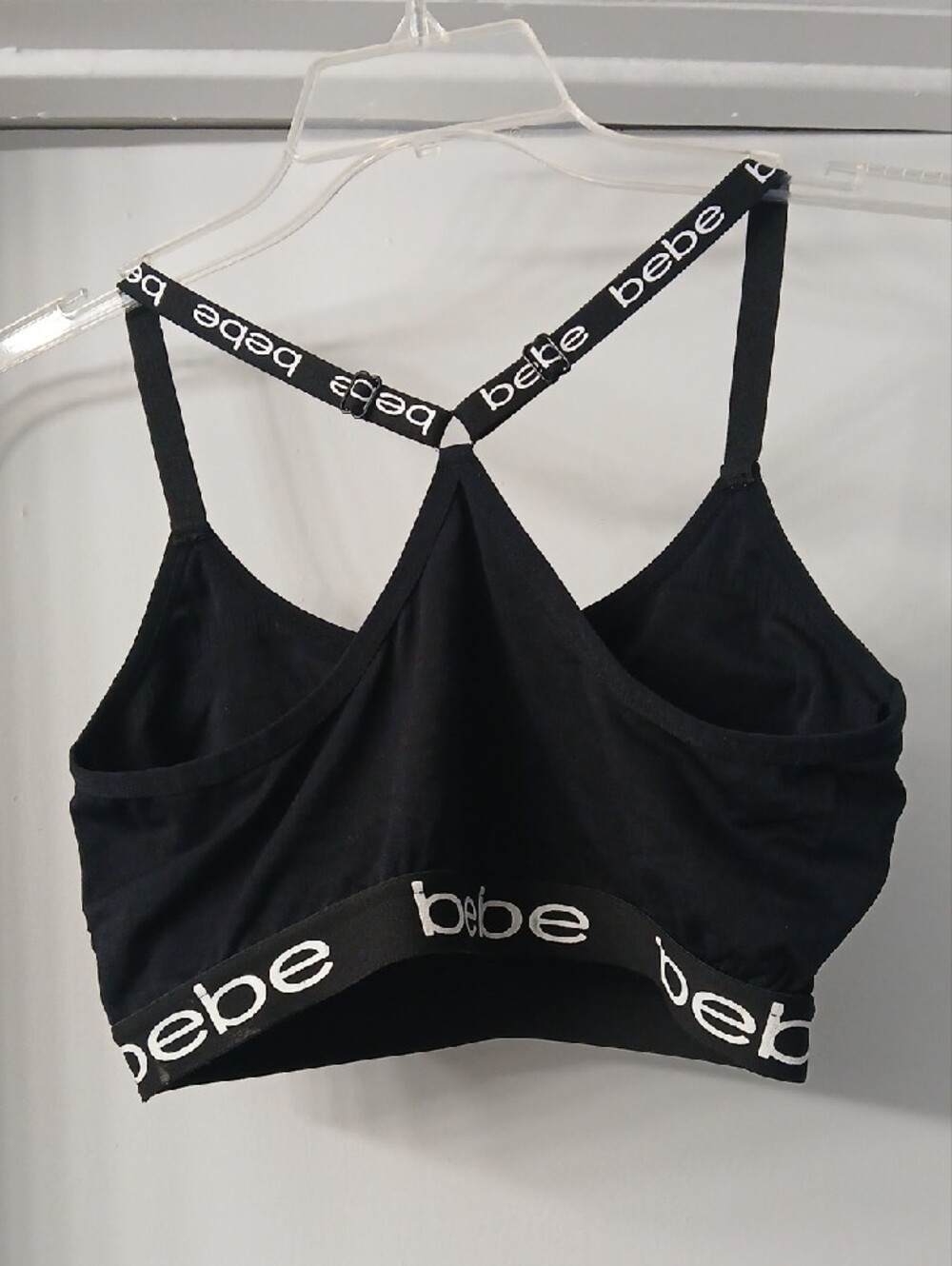 bebe Black Logo Elastic Racerback Bralette - Picture 2 of 6